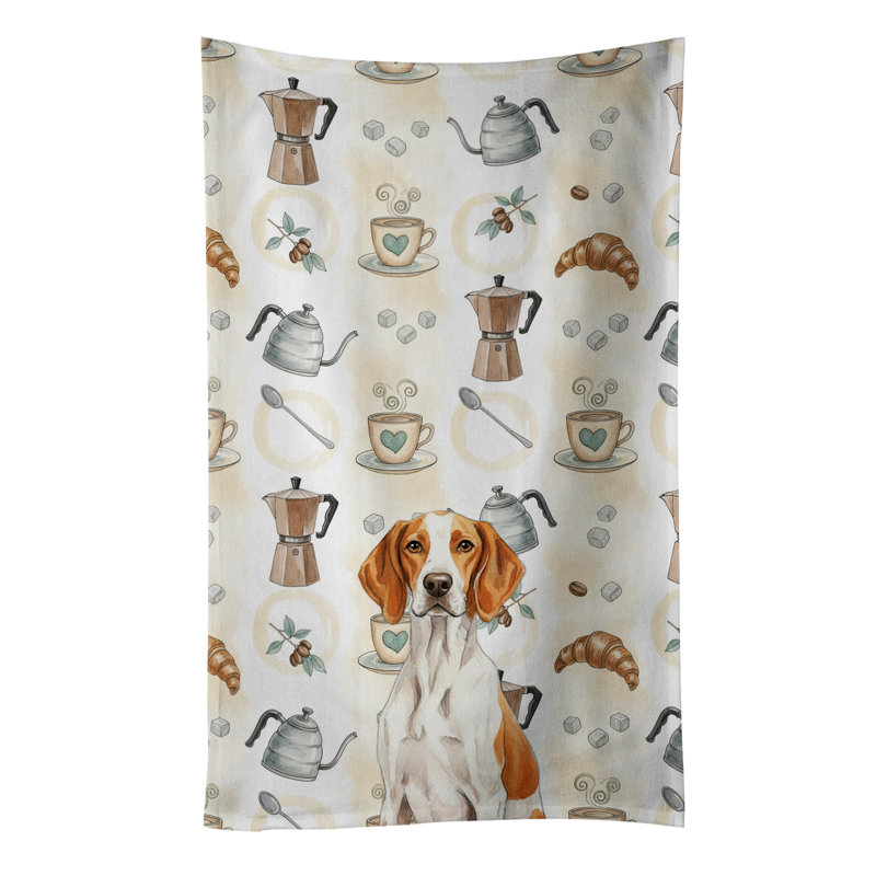 Serviette de cuisine Coffee Bar, Pointeur orange et blanc