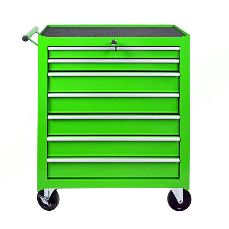 Coffre à outils roulant avec 7 tiroirs, coffre à outils à roulettes, chariot à outils multifonctionnel, Vert