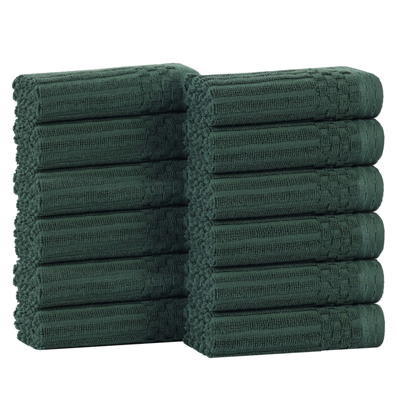 Collection de serviettes en coton 12 pièces Soho Spa, Vert forêt, Paquet de 12 serviettes de toilette