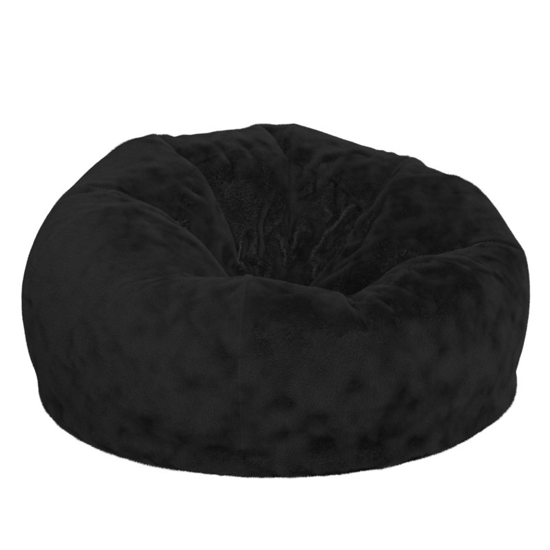 Fauteuil à billes en coton Classic, Grand, Fourrure noire