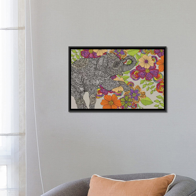 « éléphant puzzle », impression sur toile tendue, H 18 po x l 26 po x P 1,5 po, Cadre noir