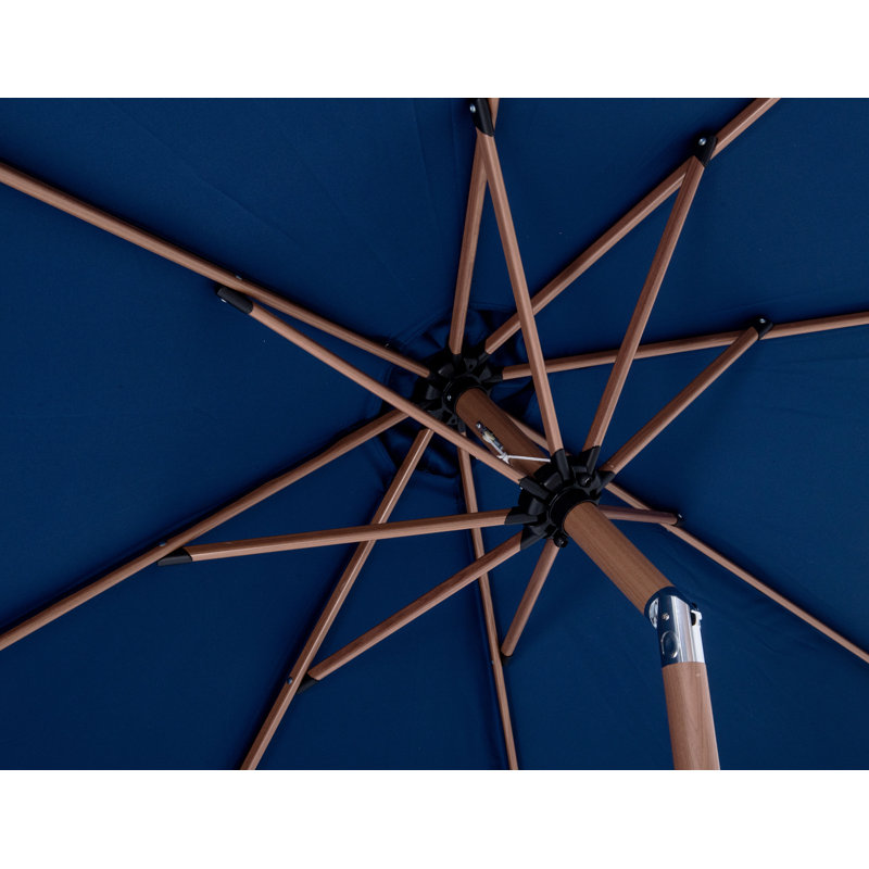 Parasols de patio en tissu Chavelle, Teck, Bleu marine