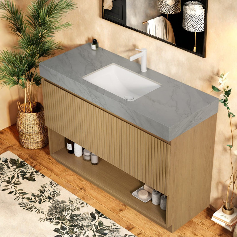 Meuble-lavabo moderne (avec meuble-lavabo et lavabo), bois de 24 po, 47.64