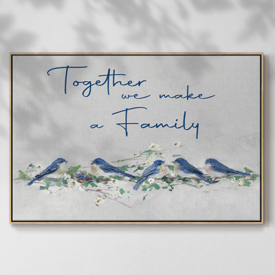 Bluebird Family, peinture sur toile encadrée