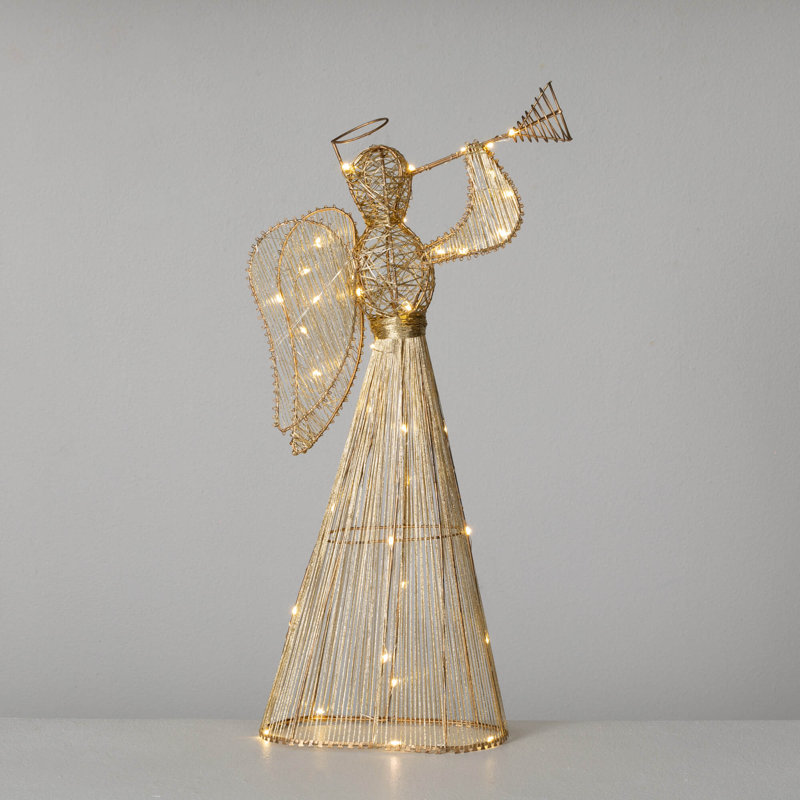 Grand ange illuminé argenté 21 "Christmas, Or