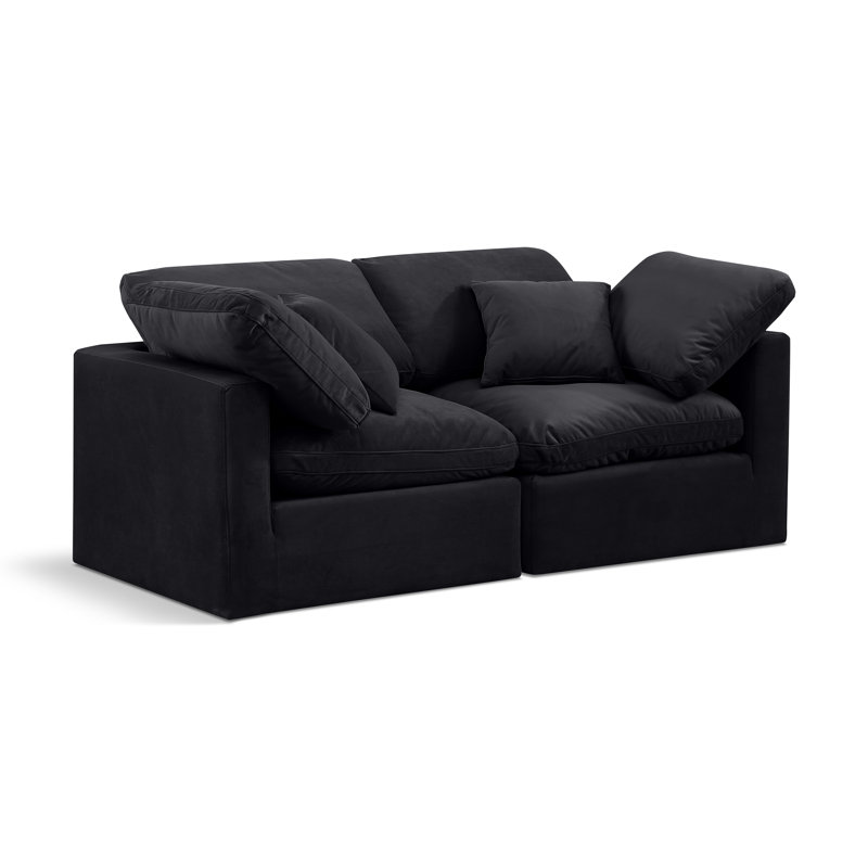 Itala 70'' Velvet Loveseat, Black Velvet