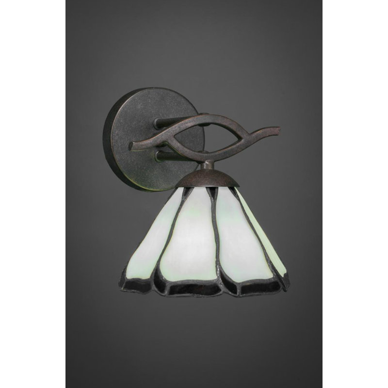 Hiroko Revo Wall Sconce Shown In Dark Granite Finish With 7” Flair Art Glass, Black