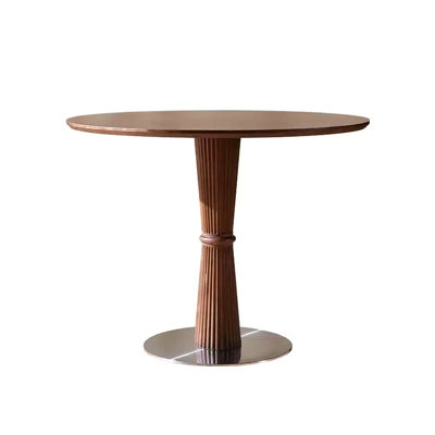 Table de salle à manger ronde en bois massif noyer