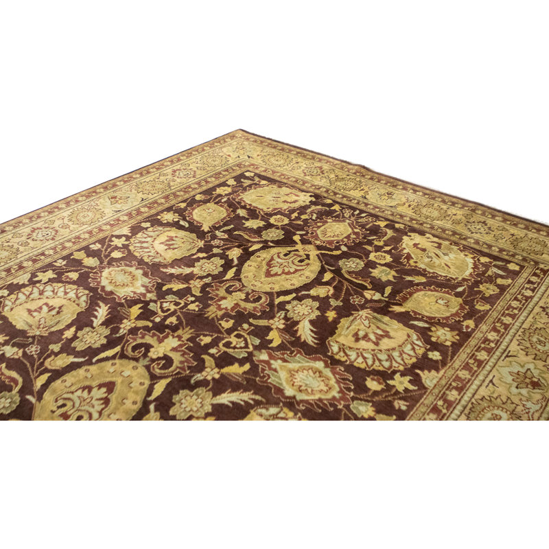 High-Quality Hand-Knotted Brown And Gold Area Rug