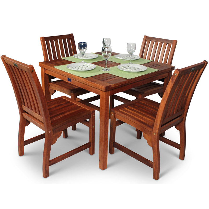 Evelynn 4 - Person Wood Patio Dining Set with Square Table