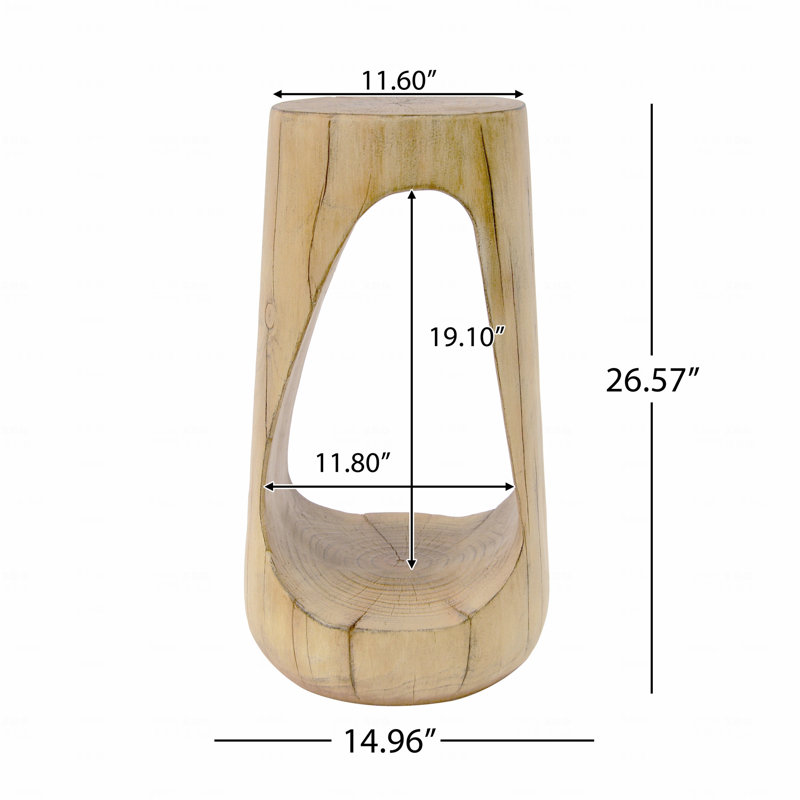 Outdoor Patio Side Table, Hollow Design End Table, Garden Stool Table, Decorative Accent Table, Natural