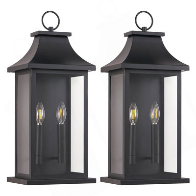 2-Pack Large Outdoor Wall Lights, 22'' Porch Light Outdoor Wall Sconce Lantern, Black Exterior Lighting Fixture Wall Mount, Outside Light For House Garage