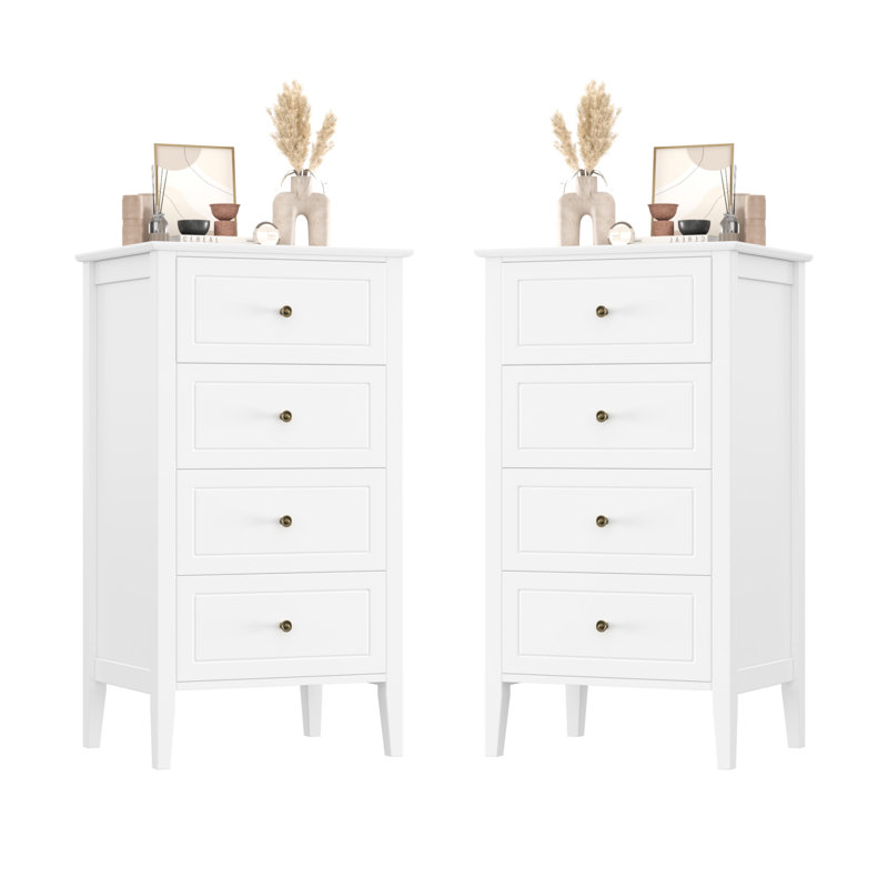 4 Drawer 19.7" W Modern Drawer Dresser (set Of 2)