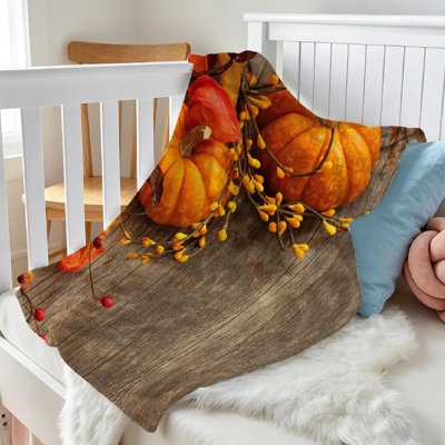 Orange Ultra Soft Flannel Fleece Throw Blanket,Fall Single-Sided Print