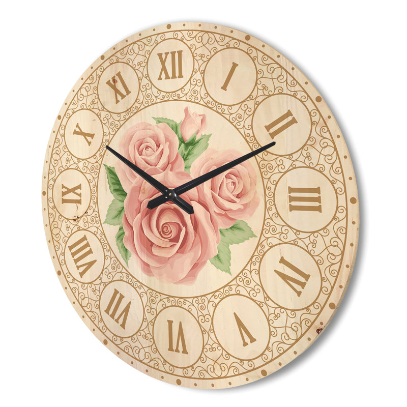 Horloge murale moderne en bois rose, Très grand