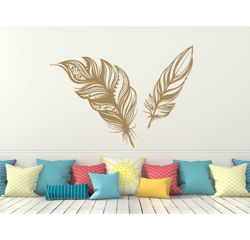 Adhésif décoratif plumes, H 22 po x l 31 po, Brun clair