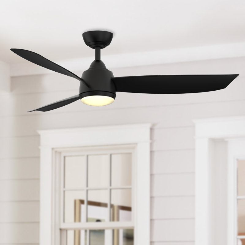 Annemijn 52" Indoor/Outdoor Ceiling Fan With LED Light Kit, Black