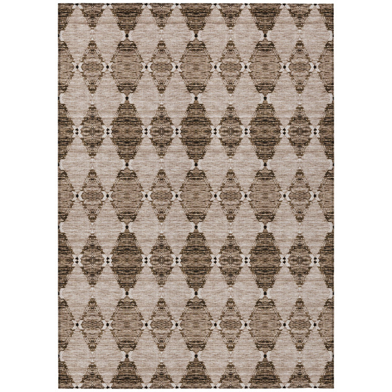 Tapis marocain d'intérieur et d'extérieur lavable brun et chocolat 10 pi x 14 pi