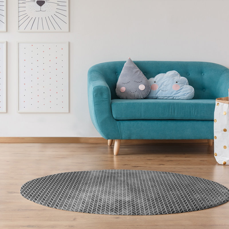 Chenille Striped Indoor Rug, Round 5'