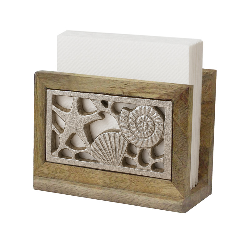 Porte-serviettes plat en bois, Nickel