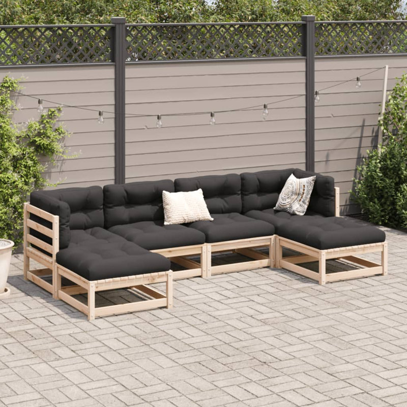 Brayden Studio Garden Sofas Armless 3 Pcs 70X70x67 Cm Solid Wood, Natural Pine