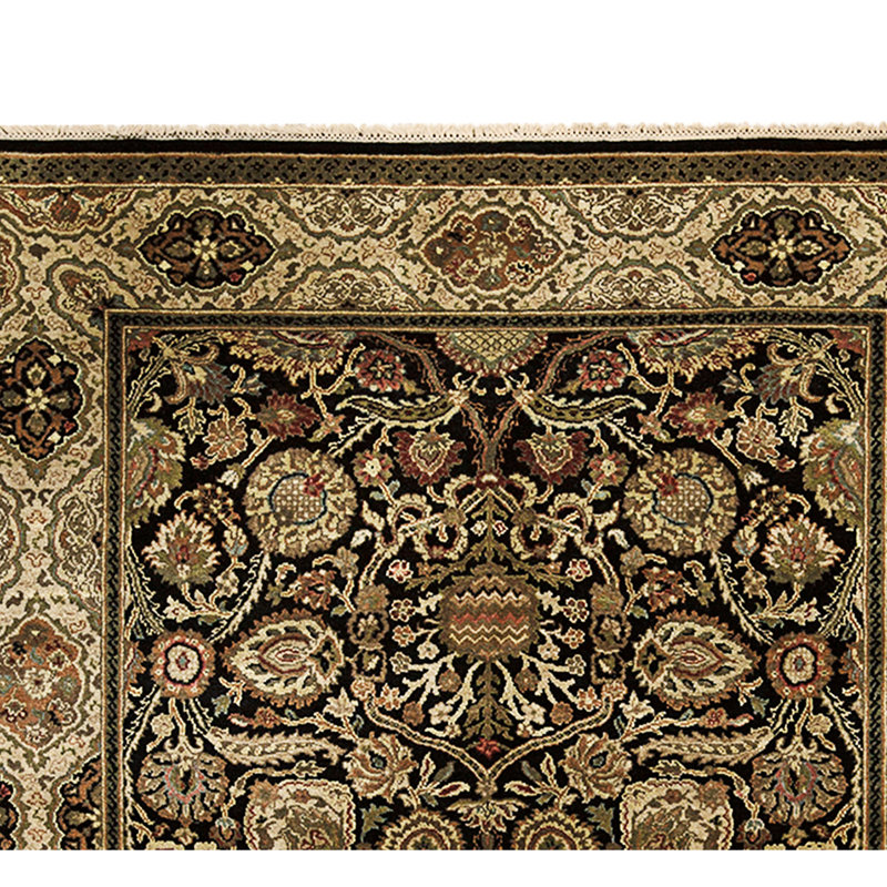 High-Quality Hand-Knotted Black And Gold Area Rug