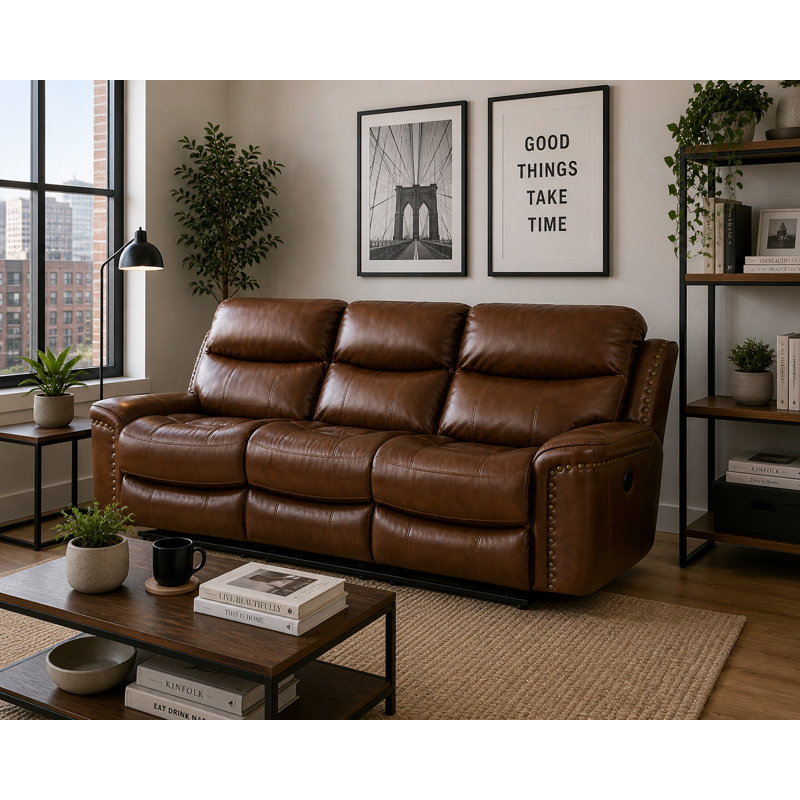  2 Piece Genuine Leather Reclining Living Room Set