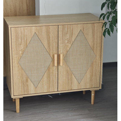 Buffet Cabinet With Storage, Storage Cabinet With 2 Rattan Decorated
