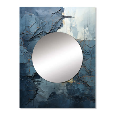Fulce Blue And White River Embrace - Abstract Painting Wall Mirror, Modern Decorative Mirror, Printed Metal Art