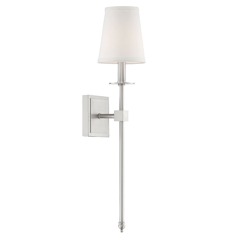 Applique murale à 1 lumière à intensité variable en nickel satiné Barrett, H 24 po x l 5 po x P 5 po, Nickel satiné