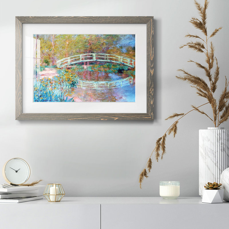 Le pont japonais (Le pont dans le jardin de Monet), 1900 - Peinture à cadre unique, Gris, H 26 po x l 38 po x P 1,5 po