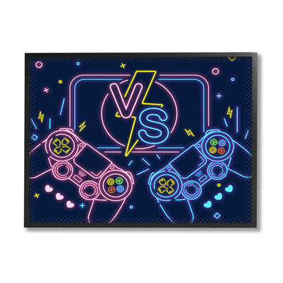 " Video Gamer Two Players Controllers Neon Style " by Ziwei Li