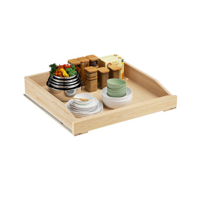 Rashun Single Pull Out Cabinet Organizer Soft Close Slide Out Wood Drawer Storage Shelves