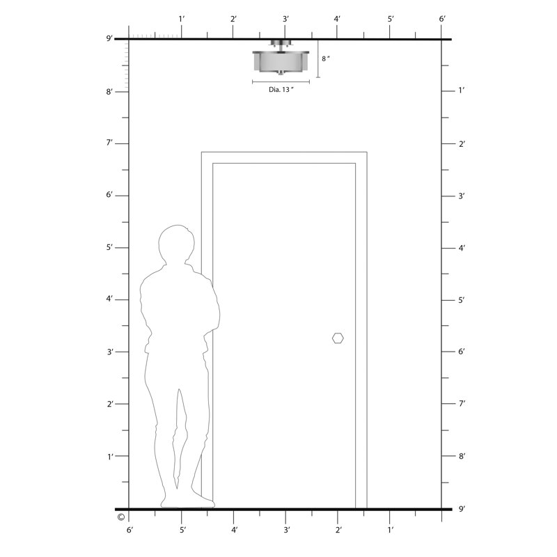 Charlieann Fabric Semi Flush Mount, Brushed Nickel