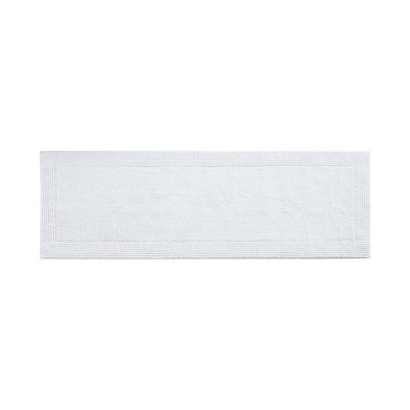Tapis pour salle de bain réversible 100% coton touffeté Hridya, Blanc, L 24 po x L 72 po
