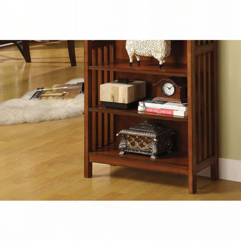 Transitional Media Shelf Five Convenient Open Shelves, Oak