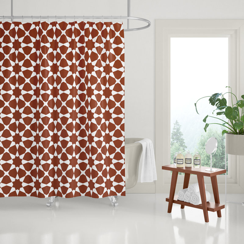 Wakefield Floral Geometric Shower Curtain, Spice