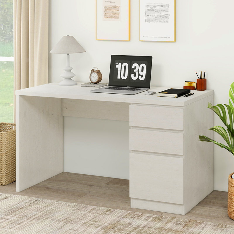 Bureau d'ordinateur 53 po avec tiroirs-classeurs, Blanc