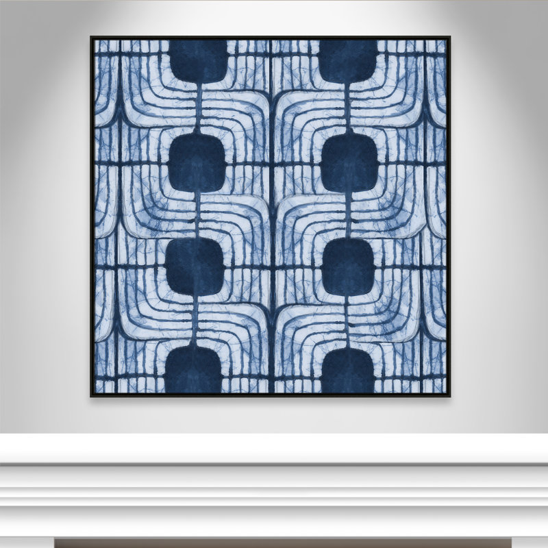 «Blu Batik II» par Emma Peal, H 46,5 po x l 46,5 po, Espresso