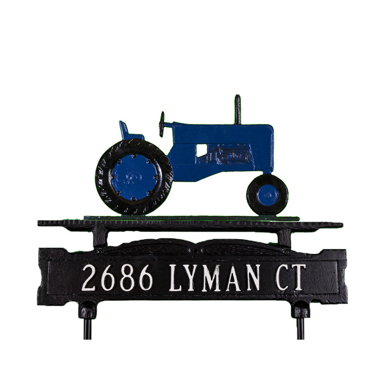 Plaque d'adresse pour pelouse sur 1 ligne, Bleu, Oui