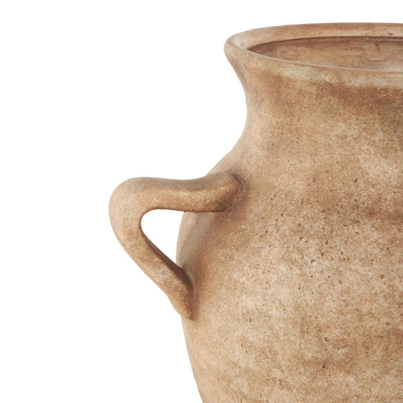 Birch Lane™ Daily Ceramic Antique Style Textured Vase With Shadings And Handles, Light Brown