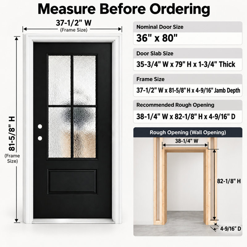 Anwickjeff Fiberglass and Polyester Fill Hinged Front Entry Door