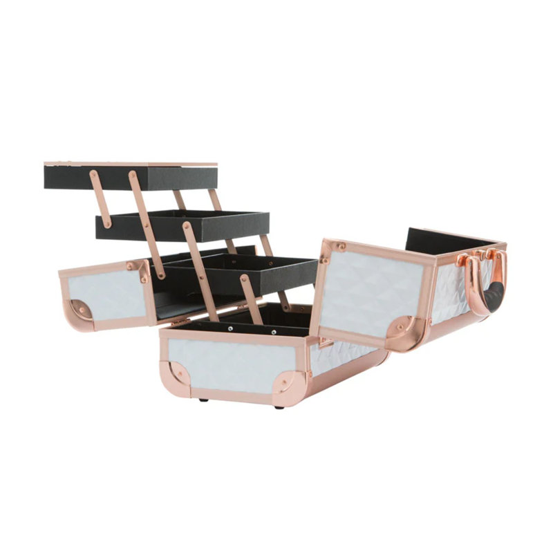 Mini trousse de voyage SlayCase, Blanc et or rose clouté
