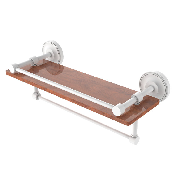 Alcott Bracket Shelf with Towel Bar, Matte White, 5" H x 16" W x 5" D