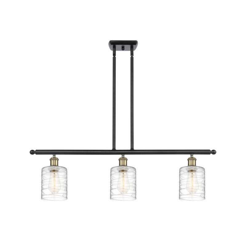 Luminaire suspendu linéaire à 3 lumières pour îlot de cuisine Karon, Ampoule non incluse, Laiton antique noir