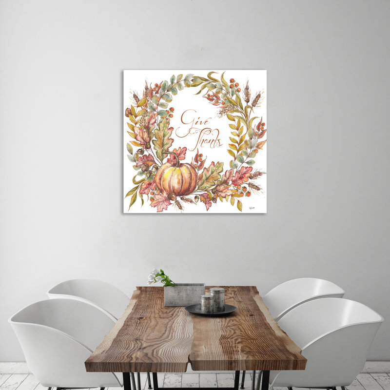 Boho Harvest Wreath: Gratitude - Wrapped Canvas Painting, 30.5 cm H x 30.5 cm W