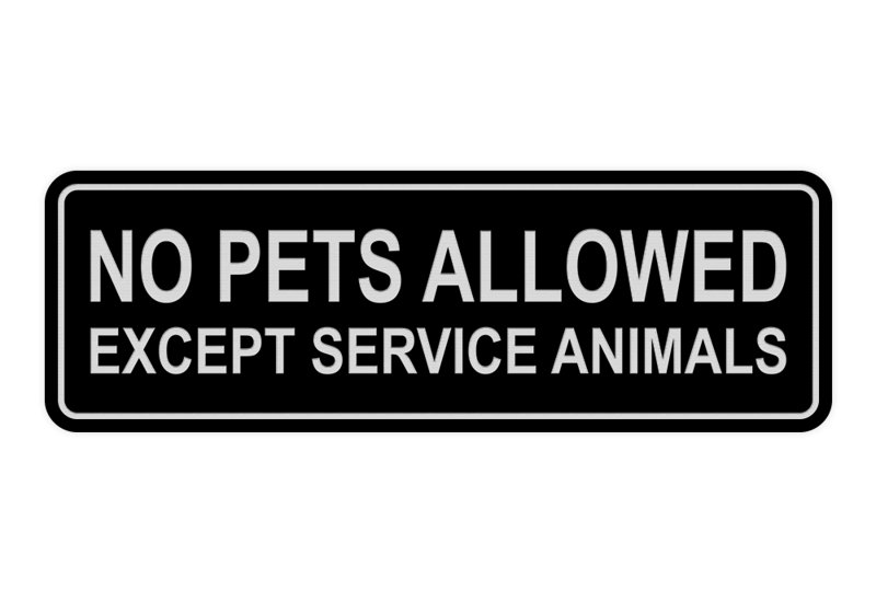 Enseigne standard interdite aux animaux de compagnie sauf les animaux de service (gris clair / bourgogne) - moyen 2 3/4 po x 7 po