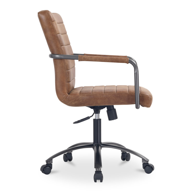 Roy Leather Swivel Office Chair, Brown