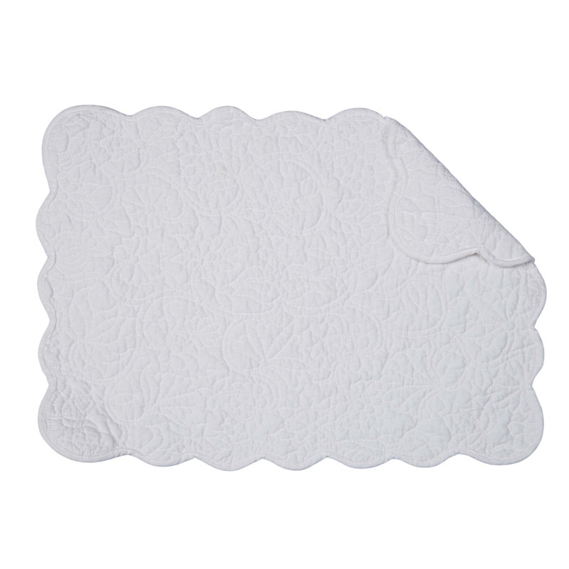Ensemble de 6 napperons de courtepointe Christiana, Blanc