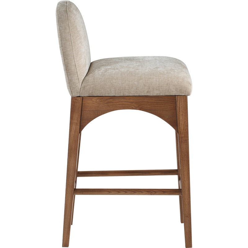 Beppo Counter Stool, Beige Chenille, Walnut